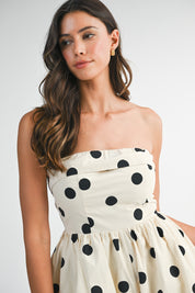 Polka Dot Strapless Fold Over Tube Romper