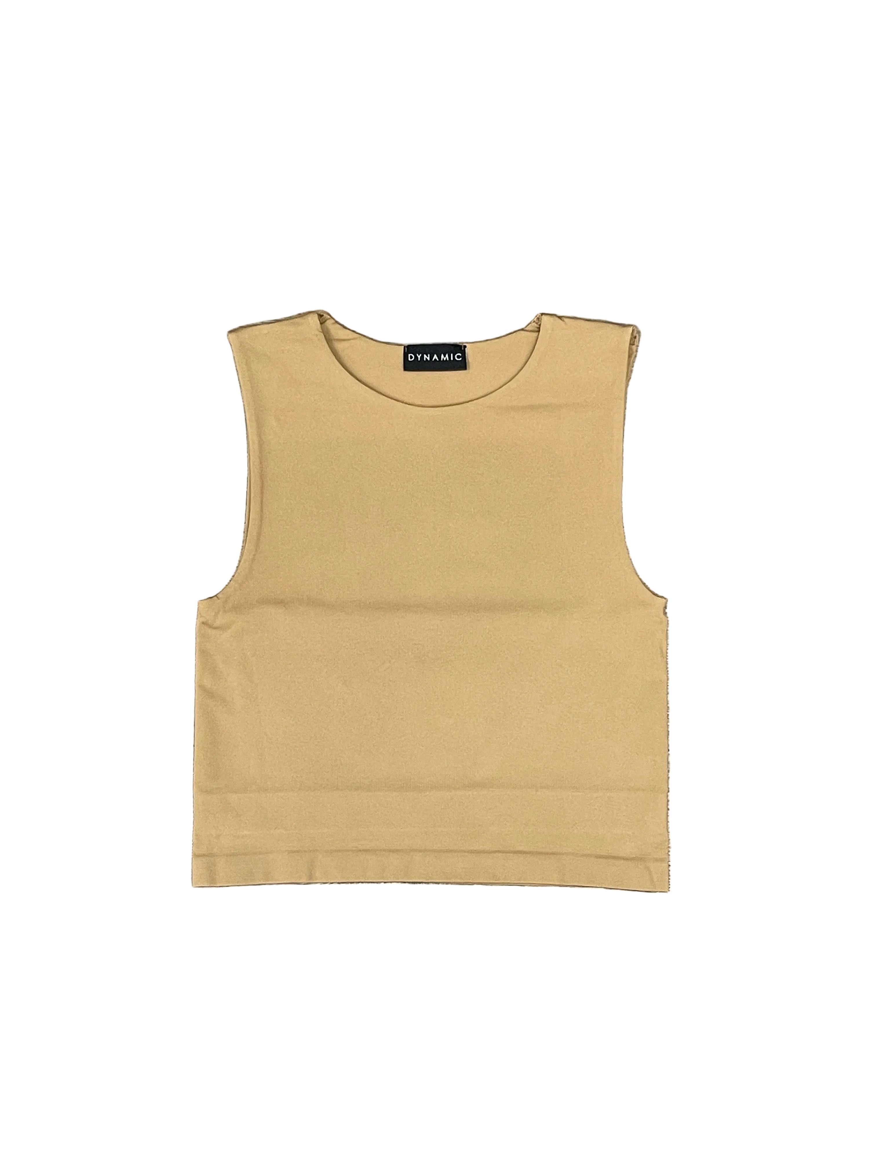 Tabacco Double Layer Crewneck Plain Crop Muscle Tank
