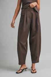 Pinstriped Strapless Tube Top And Trousers Set