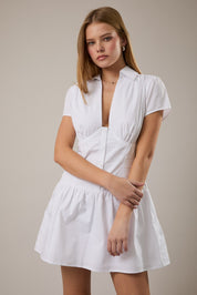 Short Sleeve Shirt Collared Mini Dress