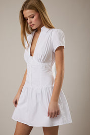 Short Sleeve Shirt Collared Mini Dress