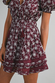Embroidered Lace Mini Ruffle Tier Dress