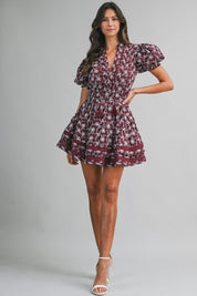 Embroidered Lace Mini Ruffle Tier Dress