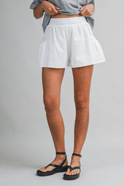 Off White Lightweight Seersucker High-waist Bubble Shorts