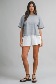 Off White Lightweight Seersucker High-waist Bubble Shorts