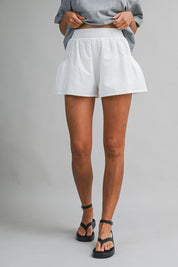 Off White Lightweight Seersucker High-waist Bubble Shorts