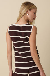 Kelly Stripe Knit Tie-front Vest