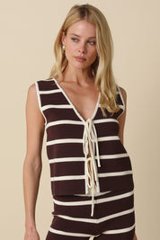 Kelly Stripe Knit Tie-front Vest