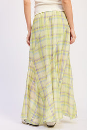 Drawstring Maxi Skirt With Asymmetrical Seams