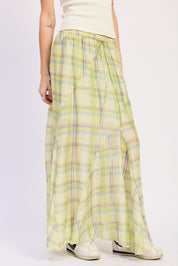 Drawstring Maxi Skirt With Asymmetrical Seams