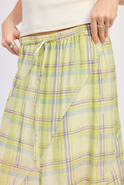 Drawstring Maxi Skirt With Asymmetrical Seams