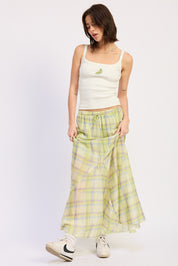 Drawstring Maxi Skirt With Asymmetrical Seams