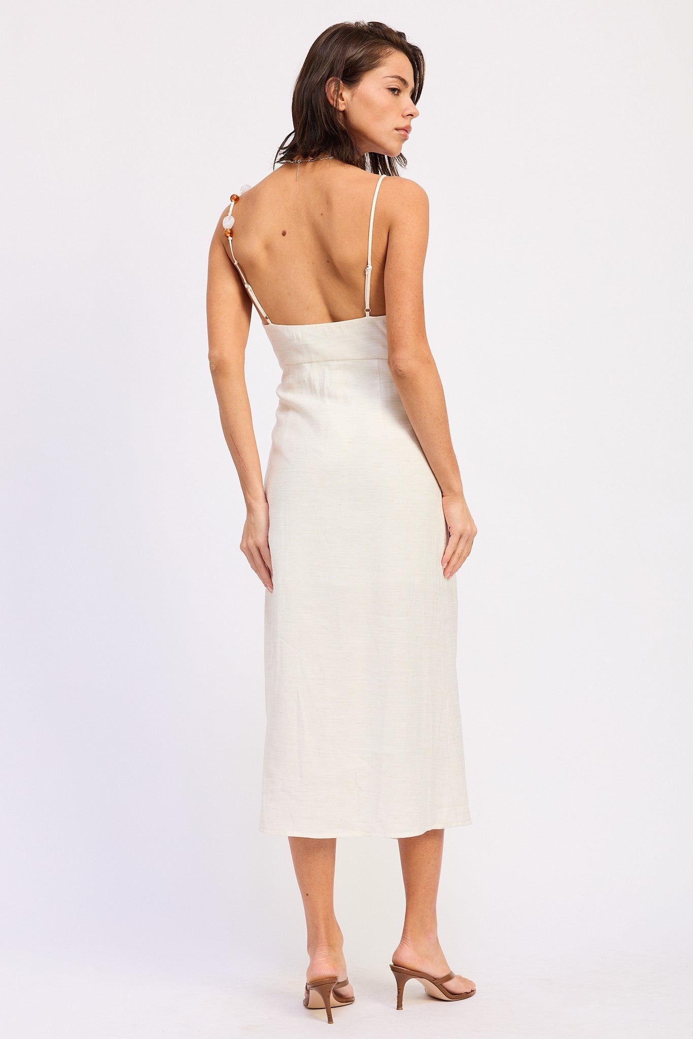 Asymmetrical Pleated Tulip Hem Midi Dress