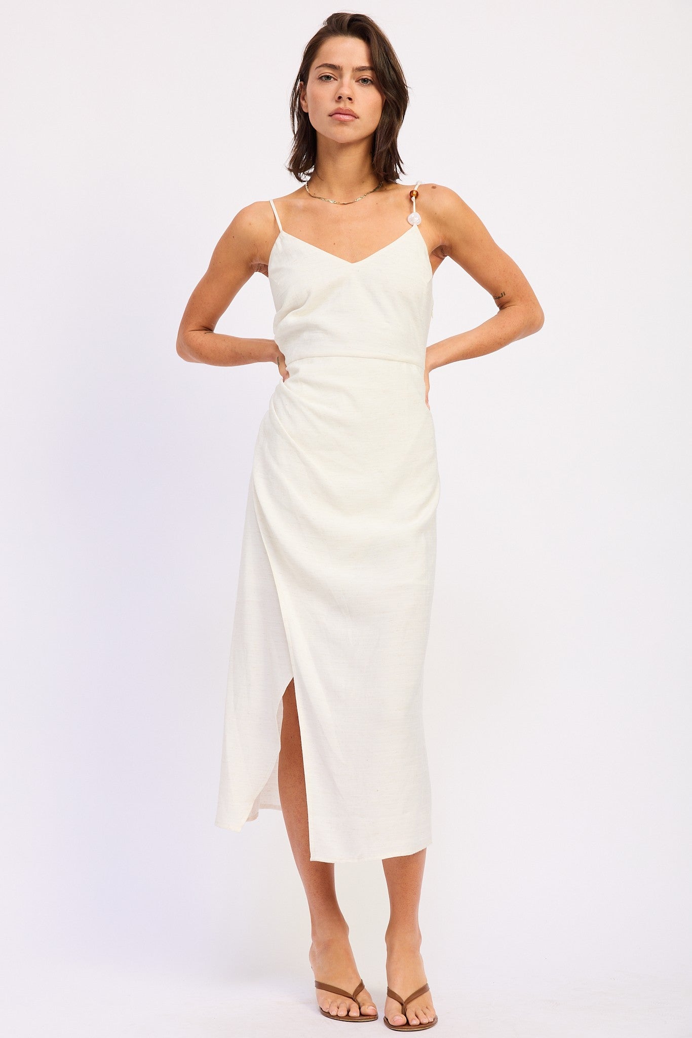 Asymmetrical Pleated Tulip Hem Midi Dress