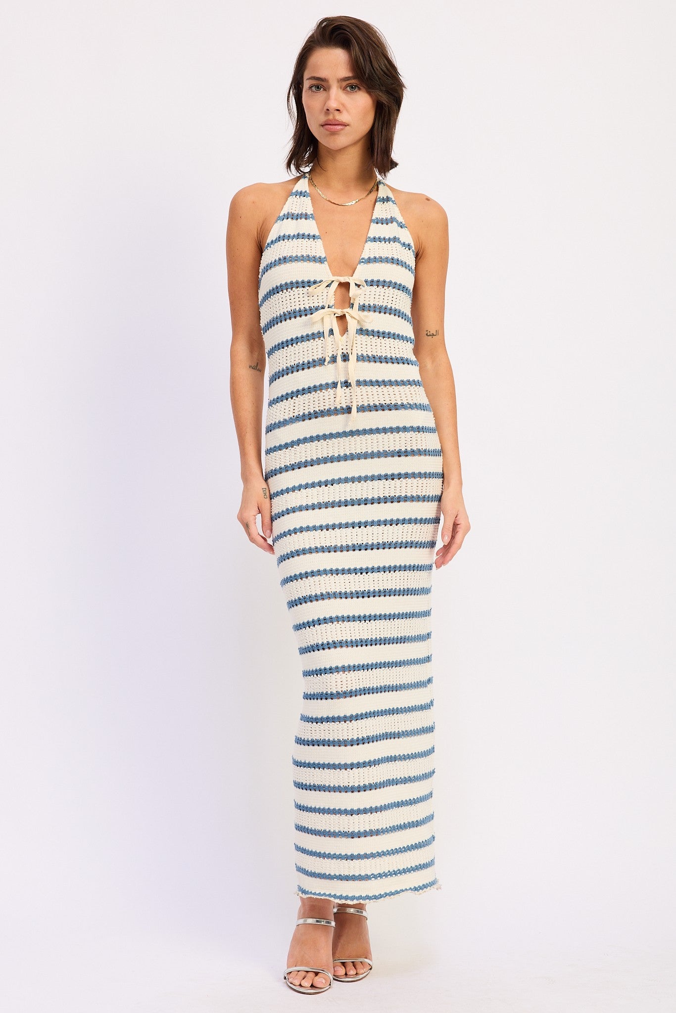 Deep V Halter Maxi Dress