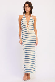 Deep V Halter Maxi Dress