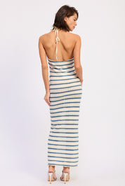 Deep V Halter Maxi Dress