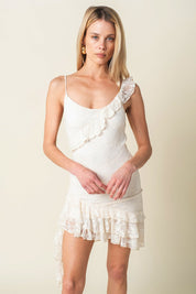 Evelin Lace Ruffle-hem Dress