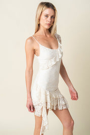 Evelin Lace Ruffle-hem Dress