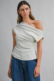 One Shoulder Asymmetric Ruched Top