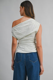 One Shoulder Asymmetric Ruched Top