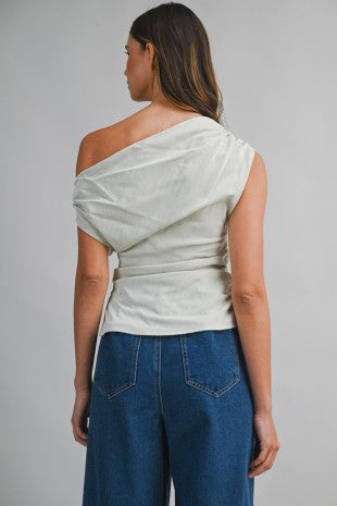 One Shoulder Asymmetric Ruched Top
