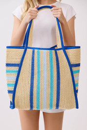 Jennifer Multi Color Straw Beach Tote Bag