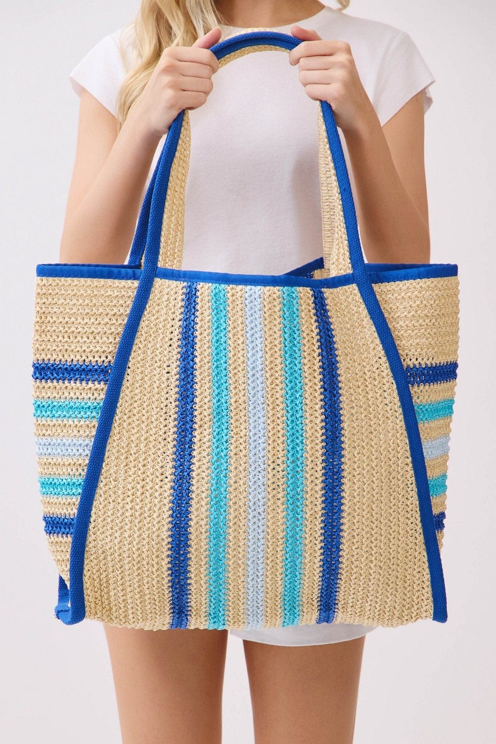 Jennifer Multi Color Straw Beach Tote Bag