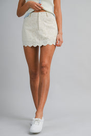 Eyelet Scallop Hem High Rise Micro Mini Skort
