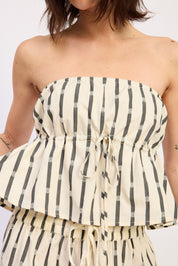 Striped Tube Top With Front Tie