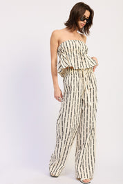 Striped Lounge Pants With Waist Drawstring