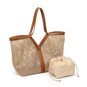 Naida Straw Tote Bag With Removable Pouch