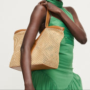 Naida Straw Tote Bag With Removable Pouch