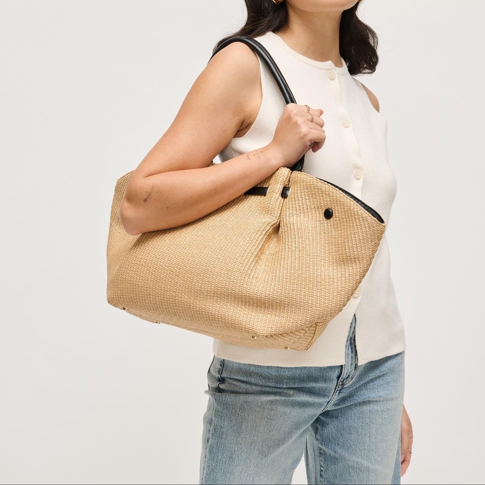 Natural Kaia Straw Tote Bag