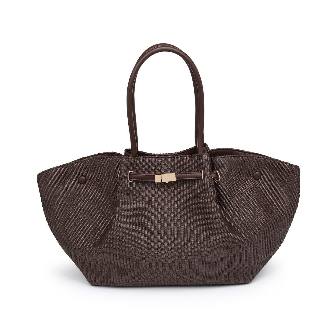 Chocolate Kaia Straw Tote Bag