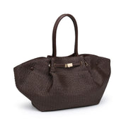 Chocolate Kaia Straw Tote Bag