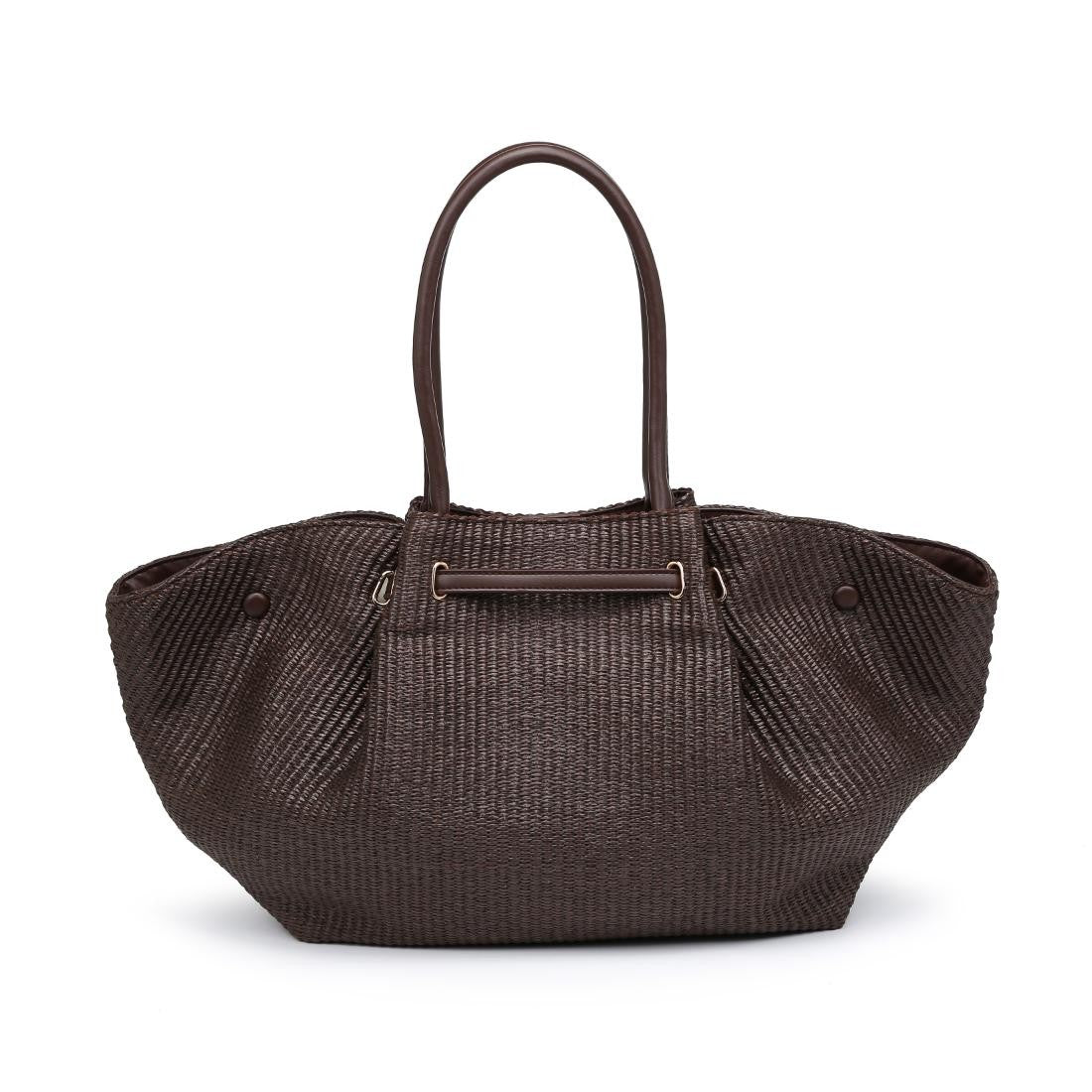 Chocolate Kaia Straw Tote Bag