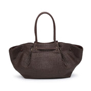 Chocolate Kaia Straw Tote Bag