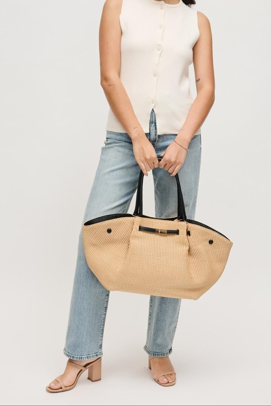 Natural Kaia Straw Tote Bag