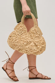 Beth Floral Straw Tote Bag