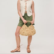 Beth Floral Straw Tote Bag