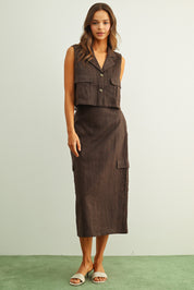 Sleeveless Linen Cargo Vest