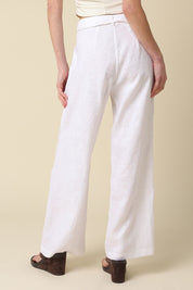 White Sharon Tie-waist Linen Pants
