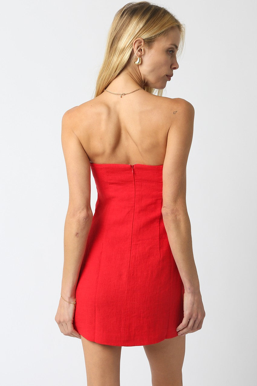 Nancy Strapless Linen Mini Dress