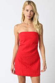 Nancy Strapless Linen Mini Dress