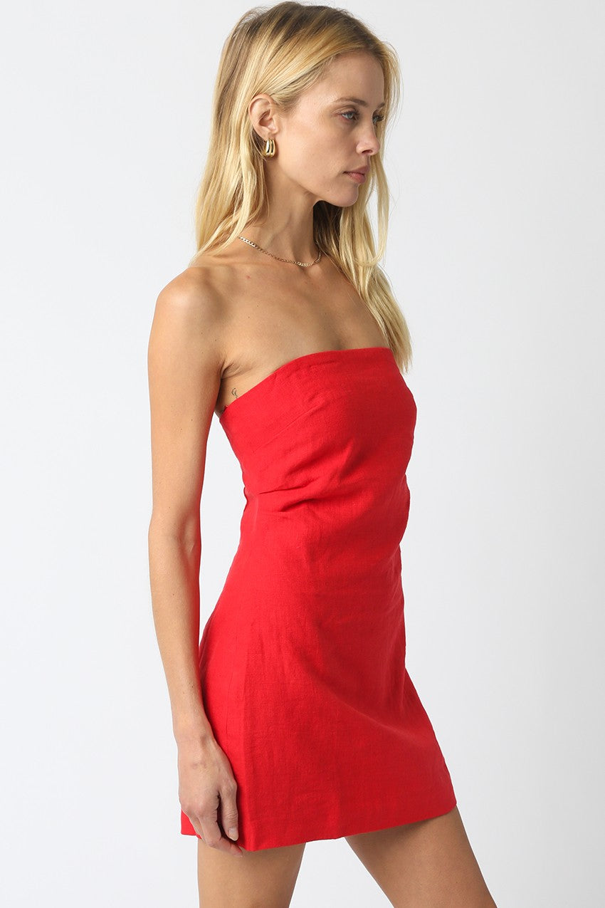 Nancy Strapless Linen Mini Dress