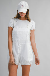 Eyelet Lace Trim Shoulder Strap Romper