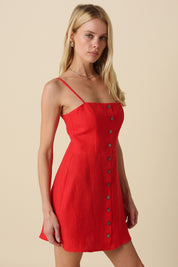 Sariah Button-front Linen Mini Dress