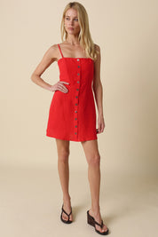 Sariah Button-front Linen Mini Dress
