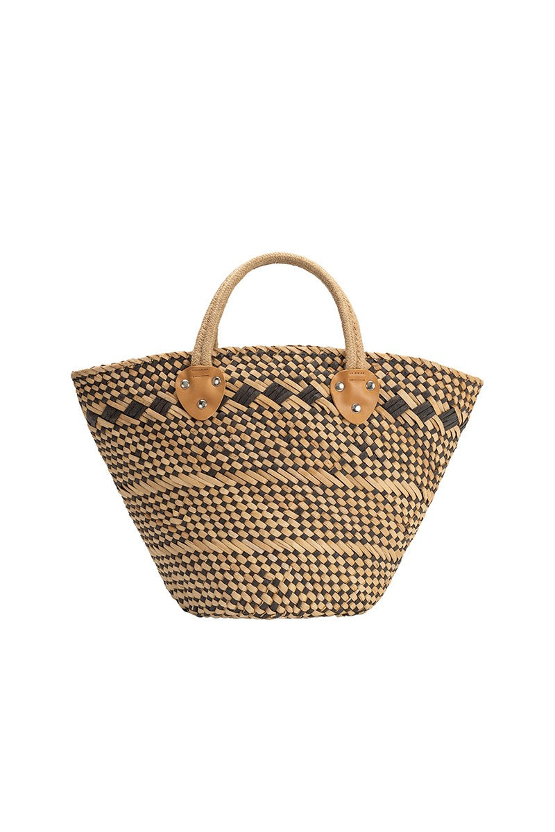 Martha Black Straw Tote Bag